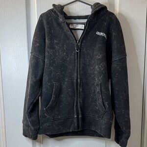 Abercrombie Kids Gray and Black Fleece Jacket/Hoodie